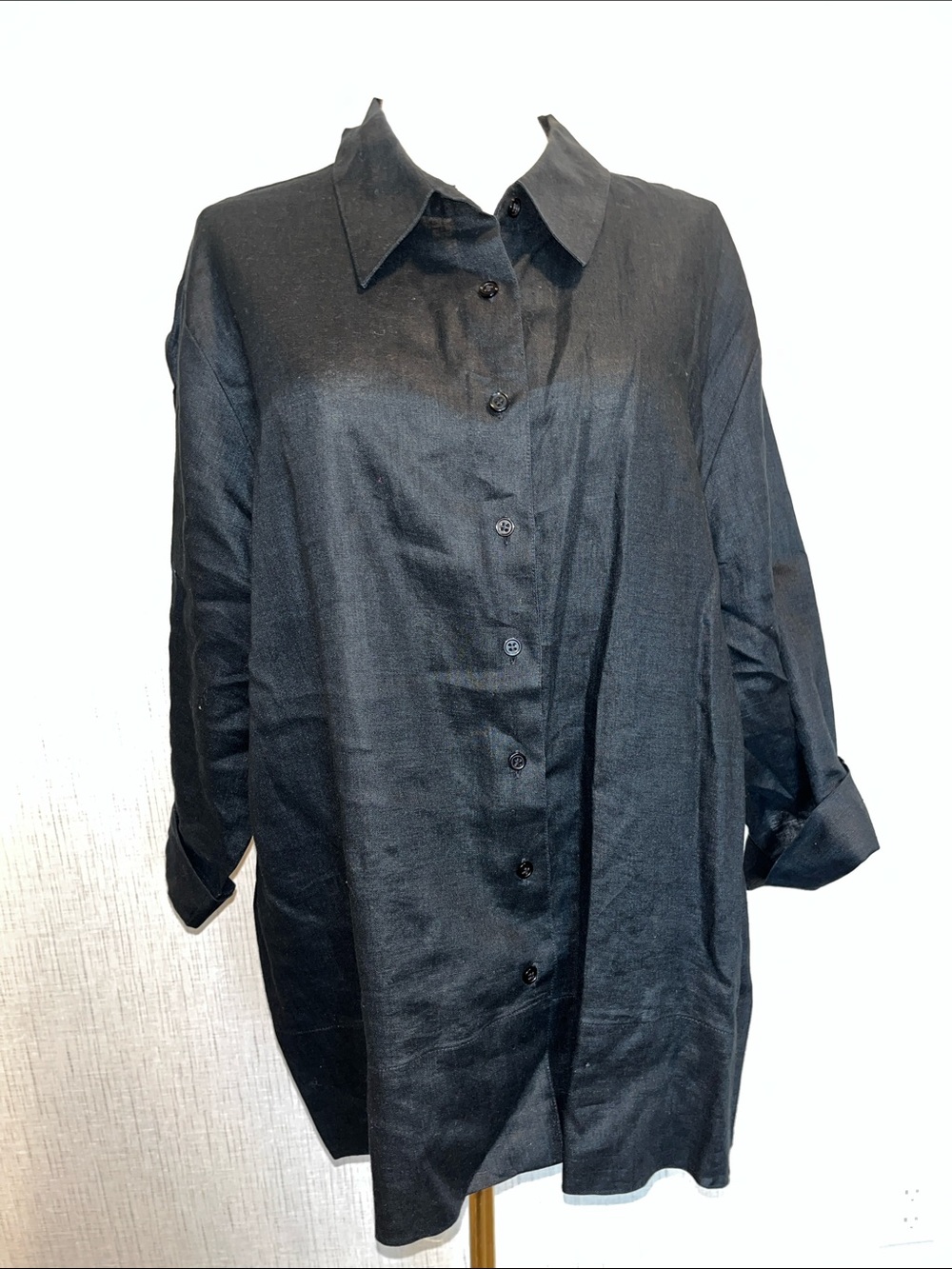 Black Relaxed Button-Up Women's Top